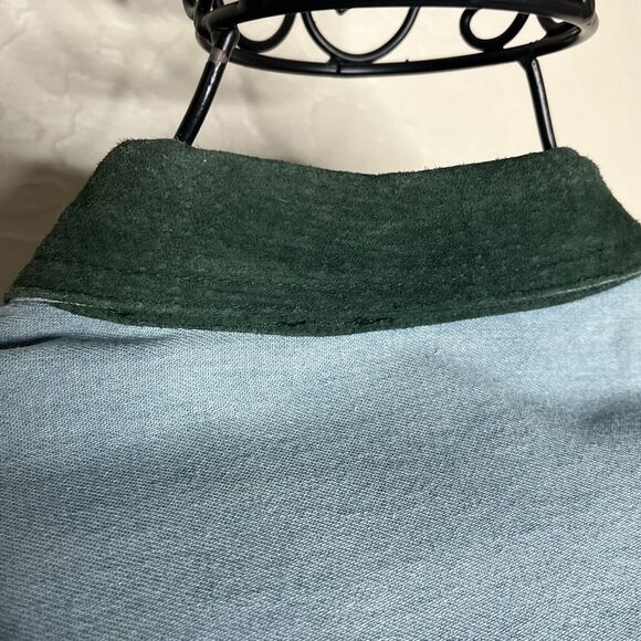 VTG Tillman Blue Denim Suede Fringed Horseshoe Western Shirt - Picture 12 of 14